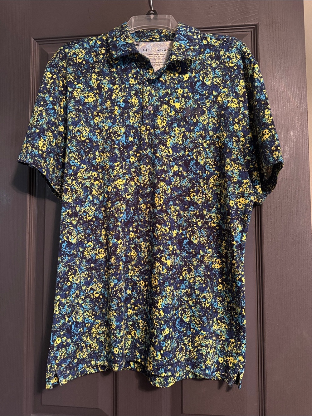 Under Armour Men's Navy, Yellow & Blue Floral Polo